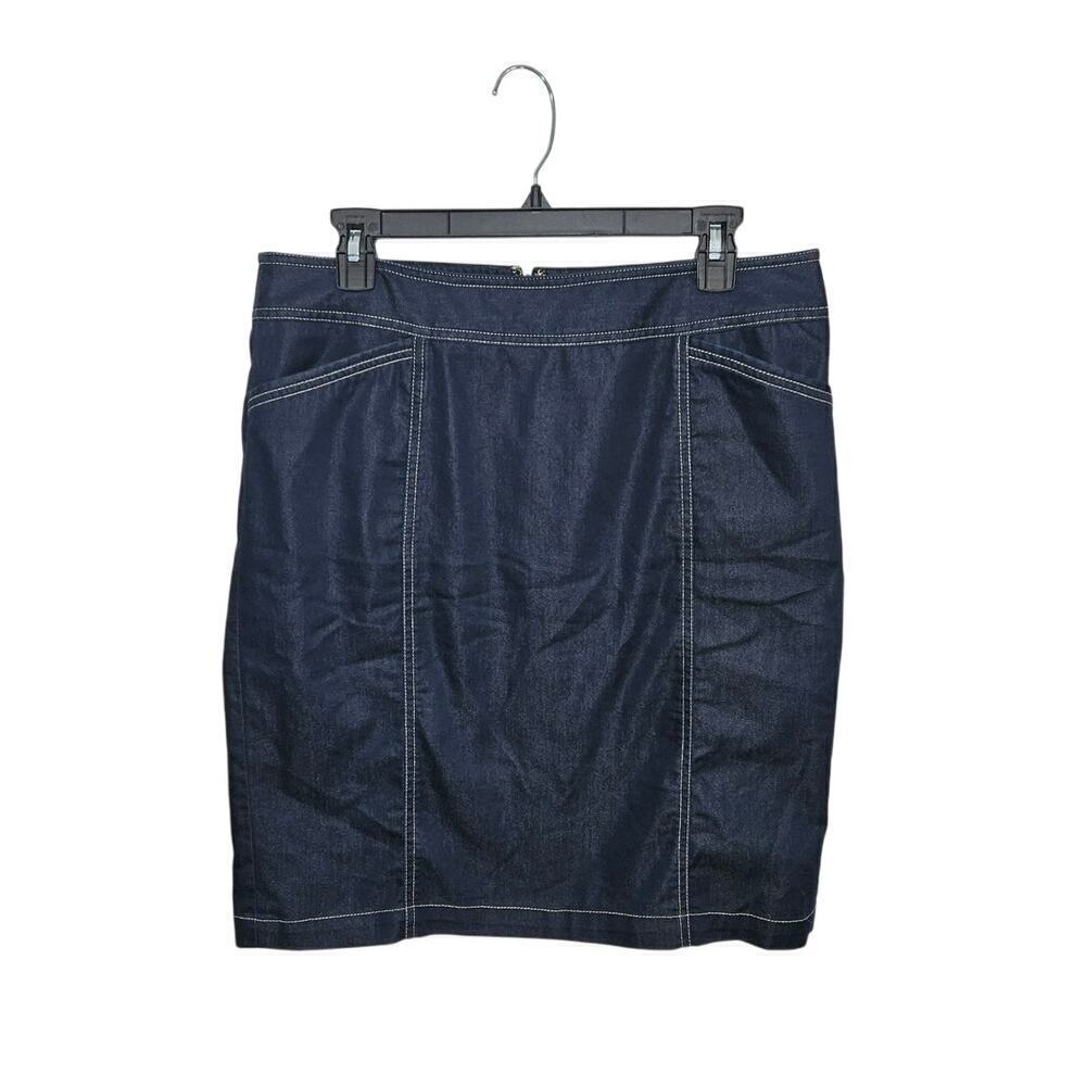 Jones New York Blue Double Front Pocket Stretch Pencil Skirt Size 10 Medium